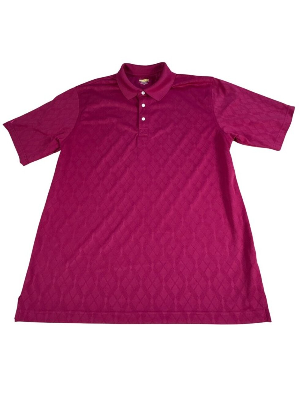 Greg Norman Play Dry Polo Shirt Men's L Pink Diamond Short Sleeve Cooling Golf